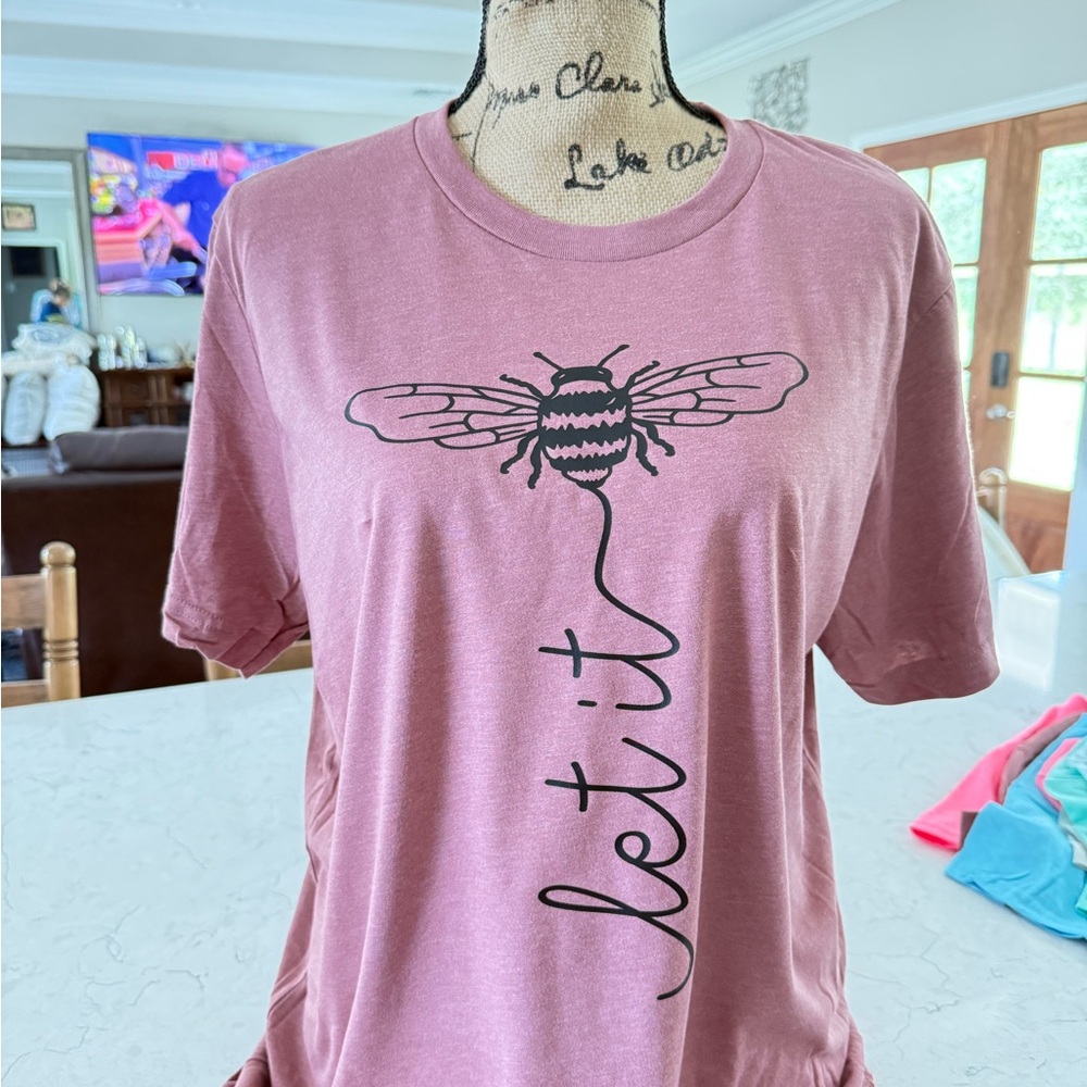 Pink Graphic Tee with Bee Design